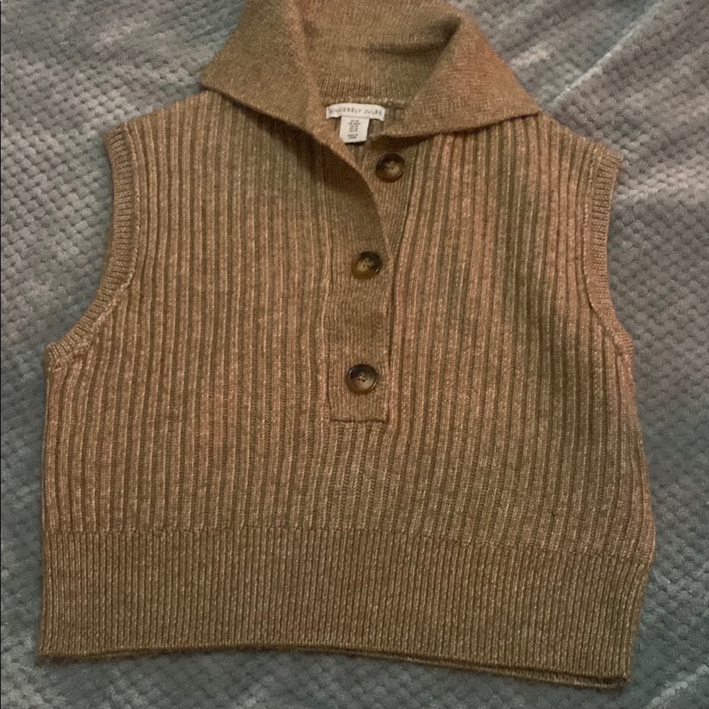 Brown Ribbed Sweater Vest